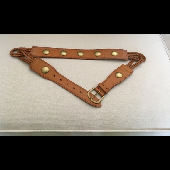 BETSEY JOHNSON TAN LEATHER BRAIDED BELT IN SIZE L . main image 4